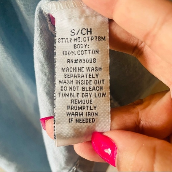 Cavalini woman's chambray denim blouse S soft blue chic prairie cottage core - Picture 5 of 7